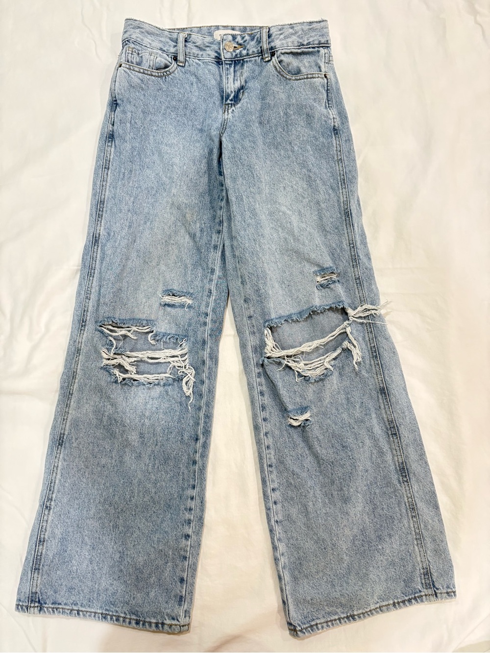 PacSun Light Blue Distressed Straight-Leg Jeans